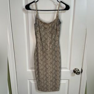 Snake Gold Midi Dress "Sneaky As A Snake Sequin"